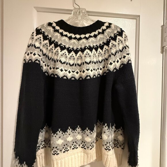 Land's End Women's Cozy Lofty Fair Isle Cardigan Sweater, L - Picture 7 of 12